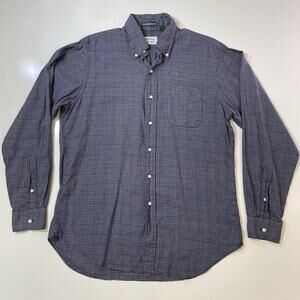 VTG Gitman Bros Nordstrom Men's 16 35 Lg Blue Plaid Button Made in USA